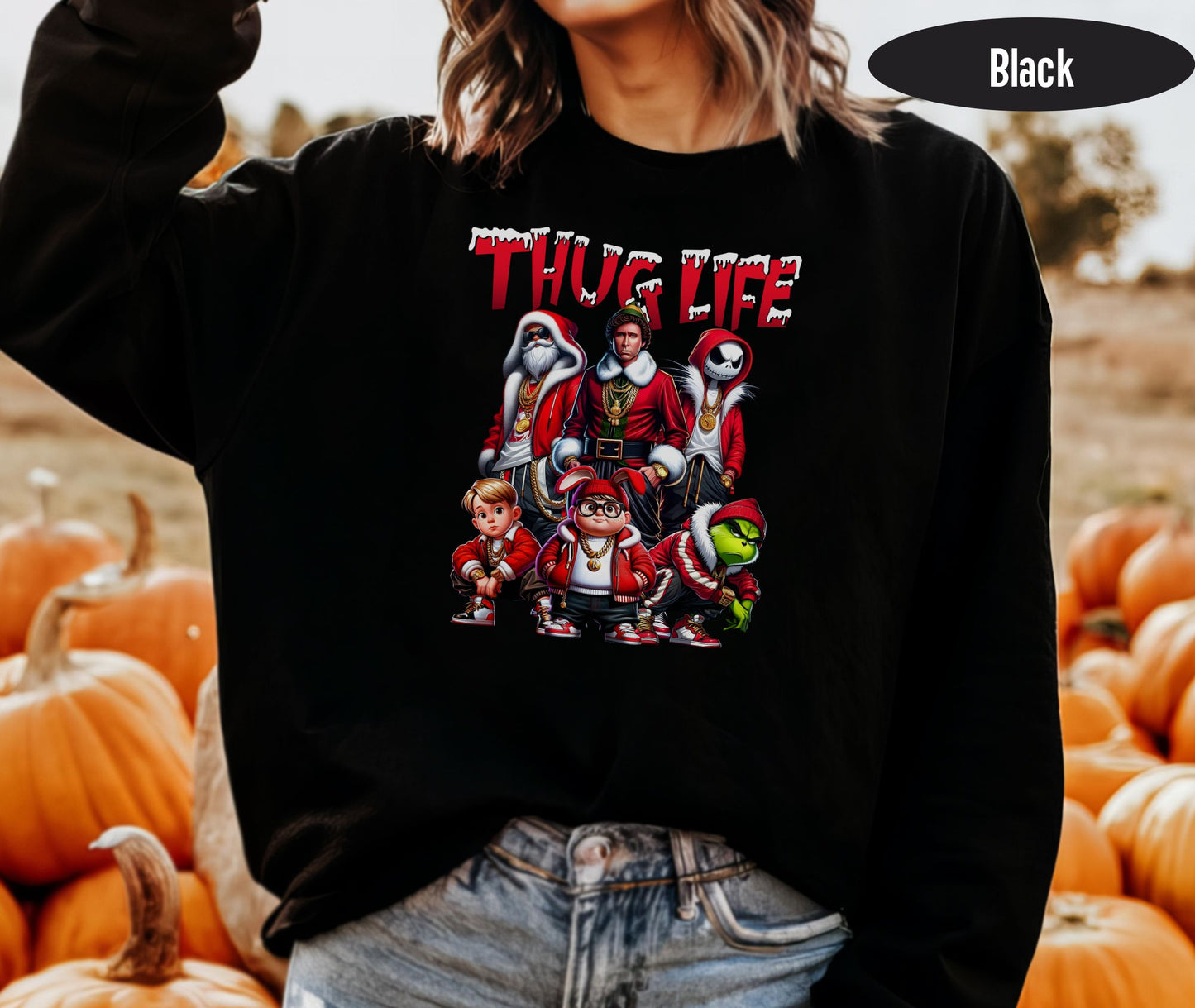 Christmas Character Thug Life Trendng Crewneck Sweatshirt