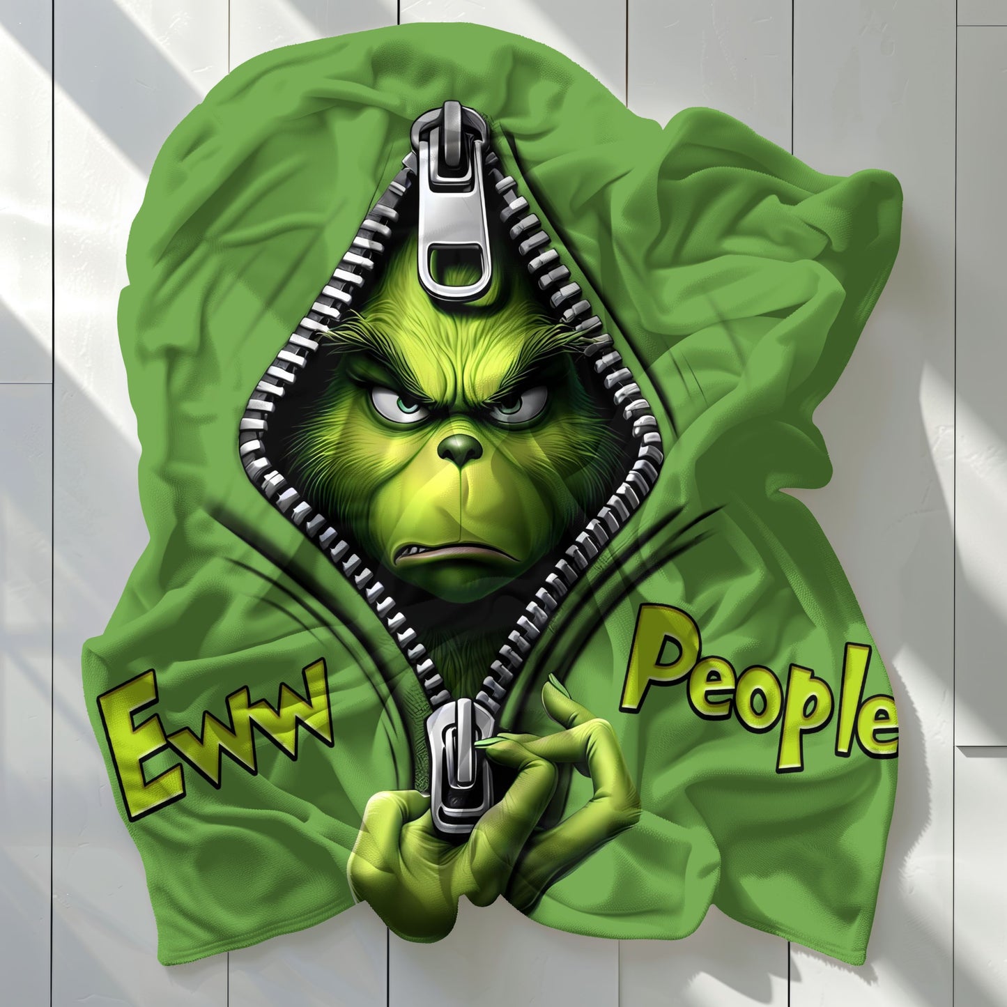 "Ew, People" Grinch Plush Blanket Throw – Cozy, Sassy, and Perfectly Grinchy!