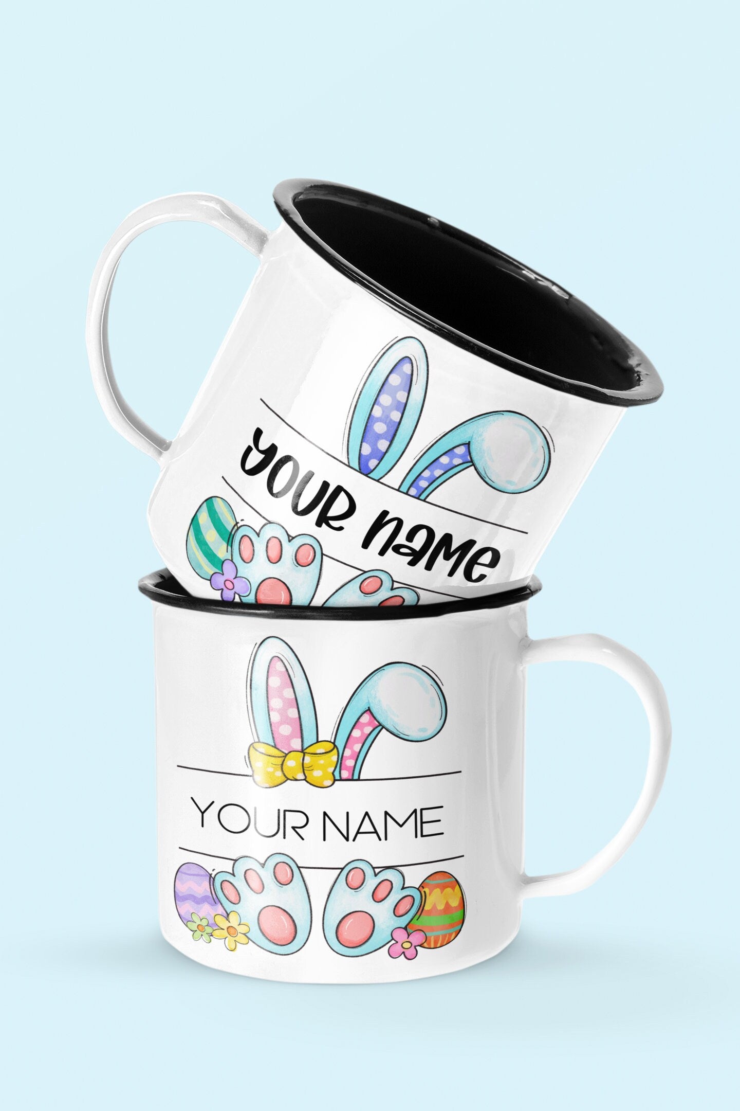 Peronalized Childrens Easter Enamel Mug Custom Childrens Unbreakable Mug Easter Bunny Mug Tin Cup Easter Gift Childrens Easter Gift