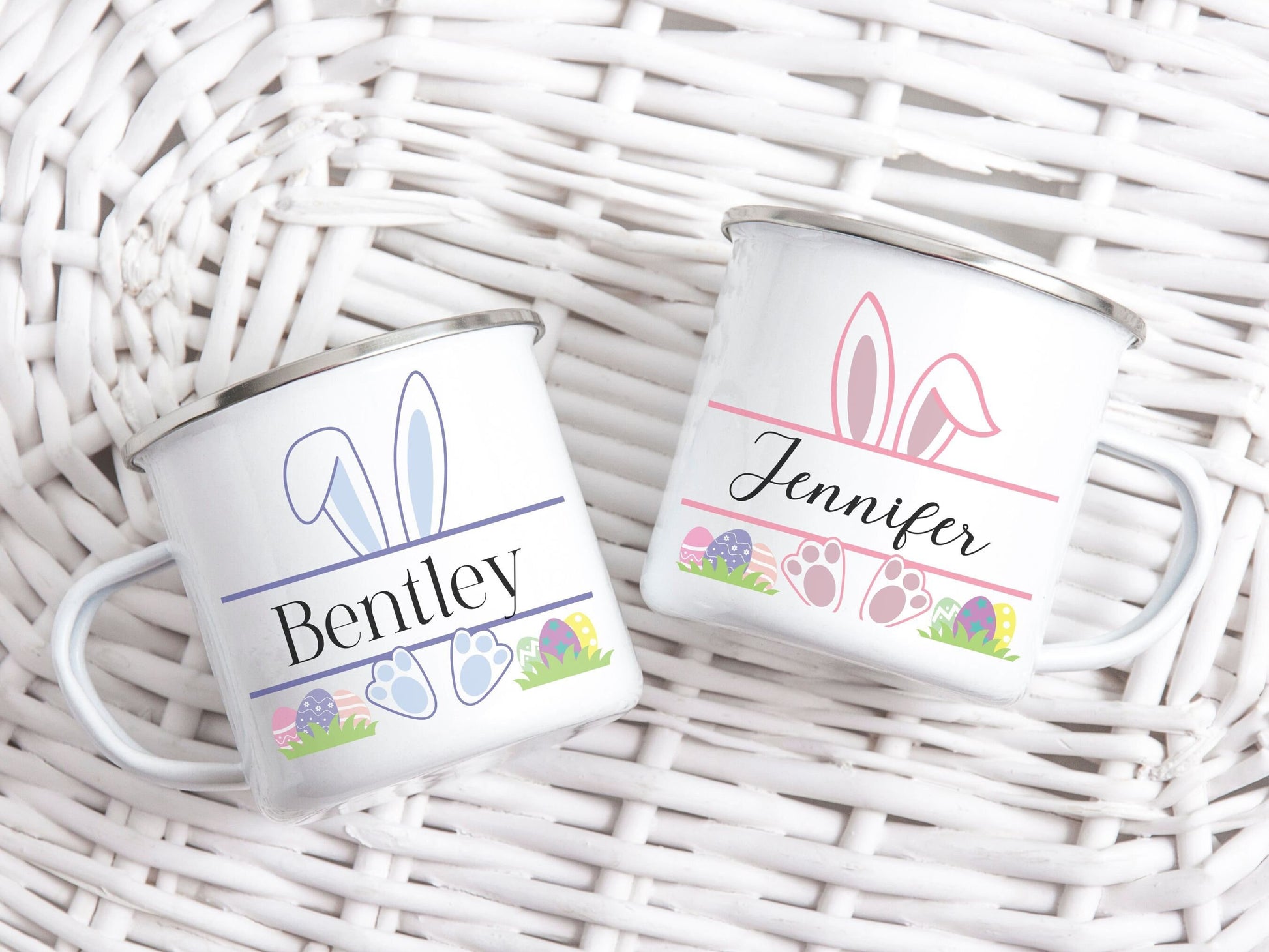 Peronalized Childrens Easter Enamel Mug Custom Childrens Unbreakable Mug Easter Bunny Mug Tin Cup Easter Gift Childrens Easter Gift