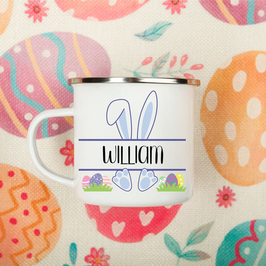 Peronalized Childrens Easter Enamel Mug Custom Childrens Unbreakable Mug Easter Bunny Mug Tin Cup Easter Gift Childrens Easter Gift