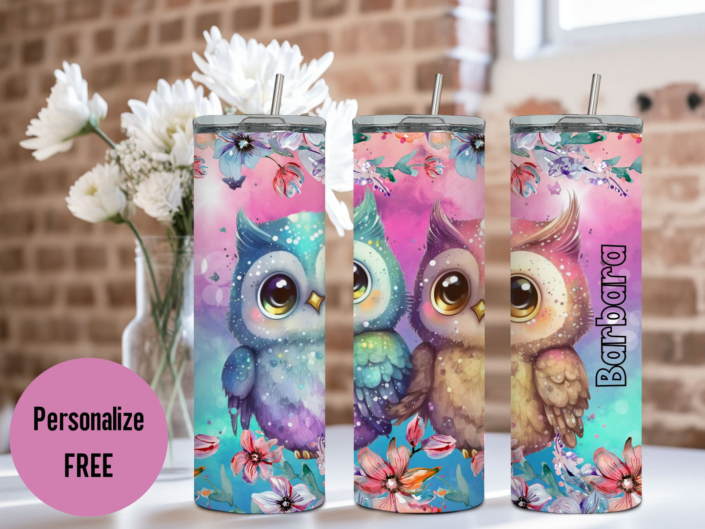 Personalized Owl Tumbler Owl Gifts For Women Owl Tumbler With Straw Owl Lover Gifts Owl Tumbler With Name Owl Tumbler Owl Cup