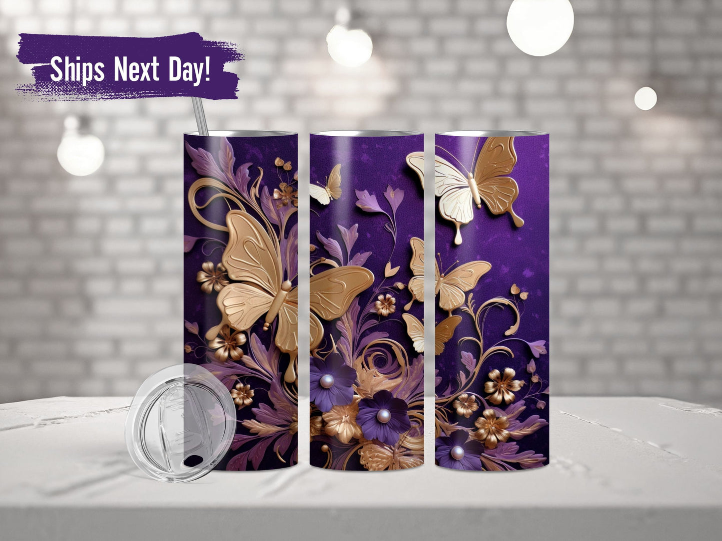 Purple Butterfly Tumbler Personalized Butterfly Gifts Butterfly Tumbler Cup With Straw Butterfly Gifts For Women Butterfly Lover Gifts