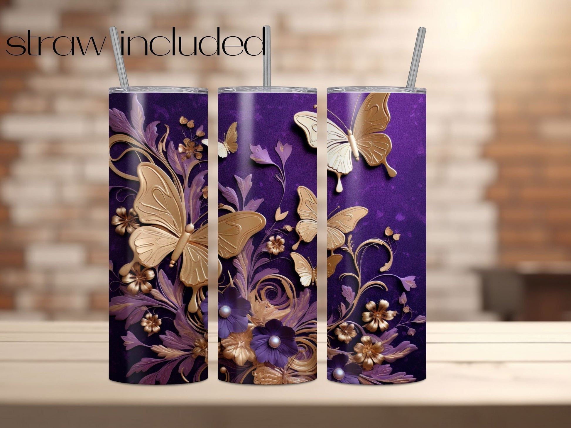 Purple Butterfly Tumbler Personalized Butterfly Gifts Butterfly Tumbler Cup With Straw Butterfly Gifts For Women Butterfly Lover Gifts