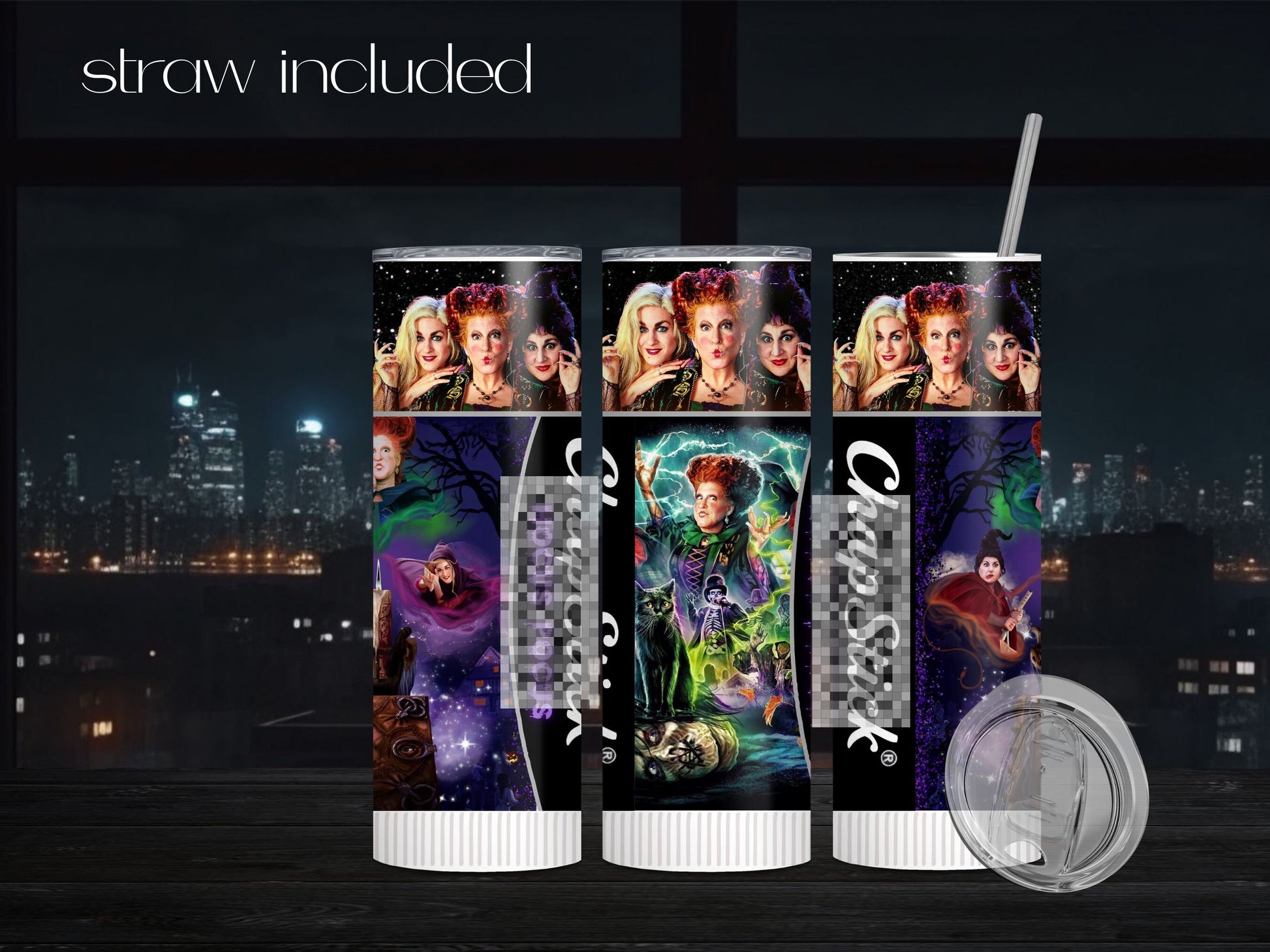 Custom Tumbler with Lid and Straw Sanderson Sisters - Fun Halloween - Halloween Custom Tumbler with Straw - Insulated Custom Tumbler