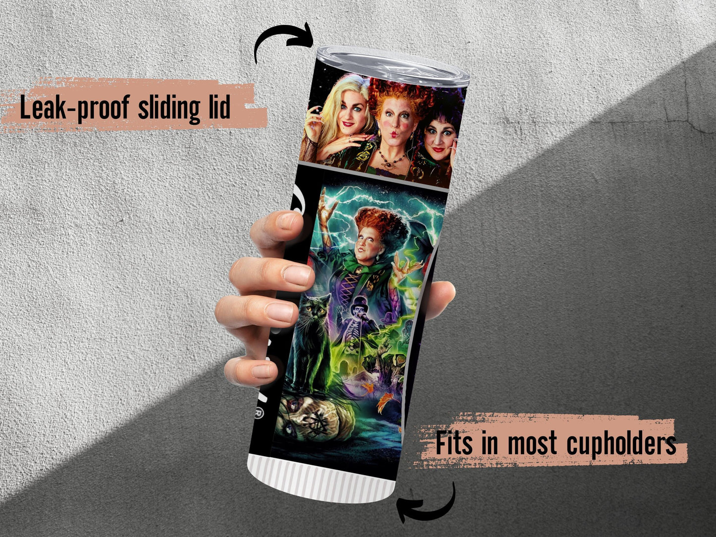 Custom Tumbler with Lid and Straw Sanderson Sisters - Fun Halloween - Halloween Custom Tumbler with Straw - Insulated Custom Tumbler