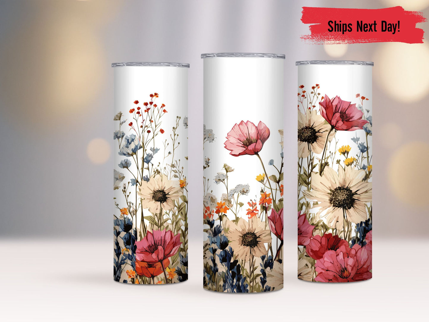 Custom Name Tumbler , Personalized floral name tumbler , gift for her, Wildflower Boho Floral Name tumbler ,Tumbler gift, Floral tumbler