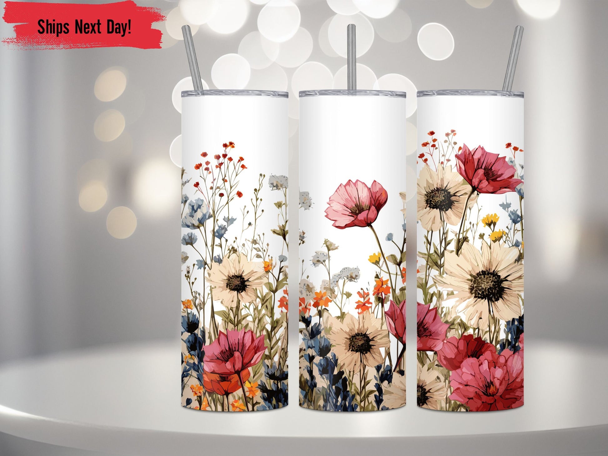 Custom Name Tumbler , Personalized floral name tumbler , gift for her, Wildflower Boho Floral Name tumbler ,Tumbler gift, Floral tumbler