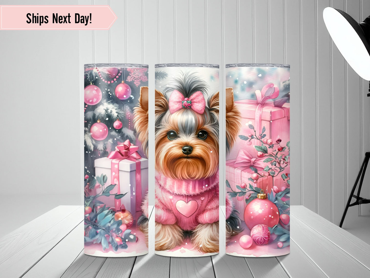 Yorkie Tumbler Personalized, Yorkie Gifts, Yorkie Tumbler With Straw, Yorkie Cups, Yorkie Tumbler With Name, Pink Christmas Tumbler, Dog Mom