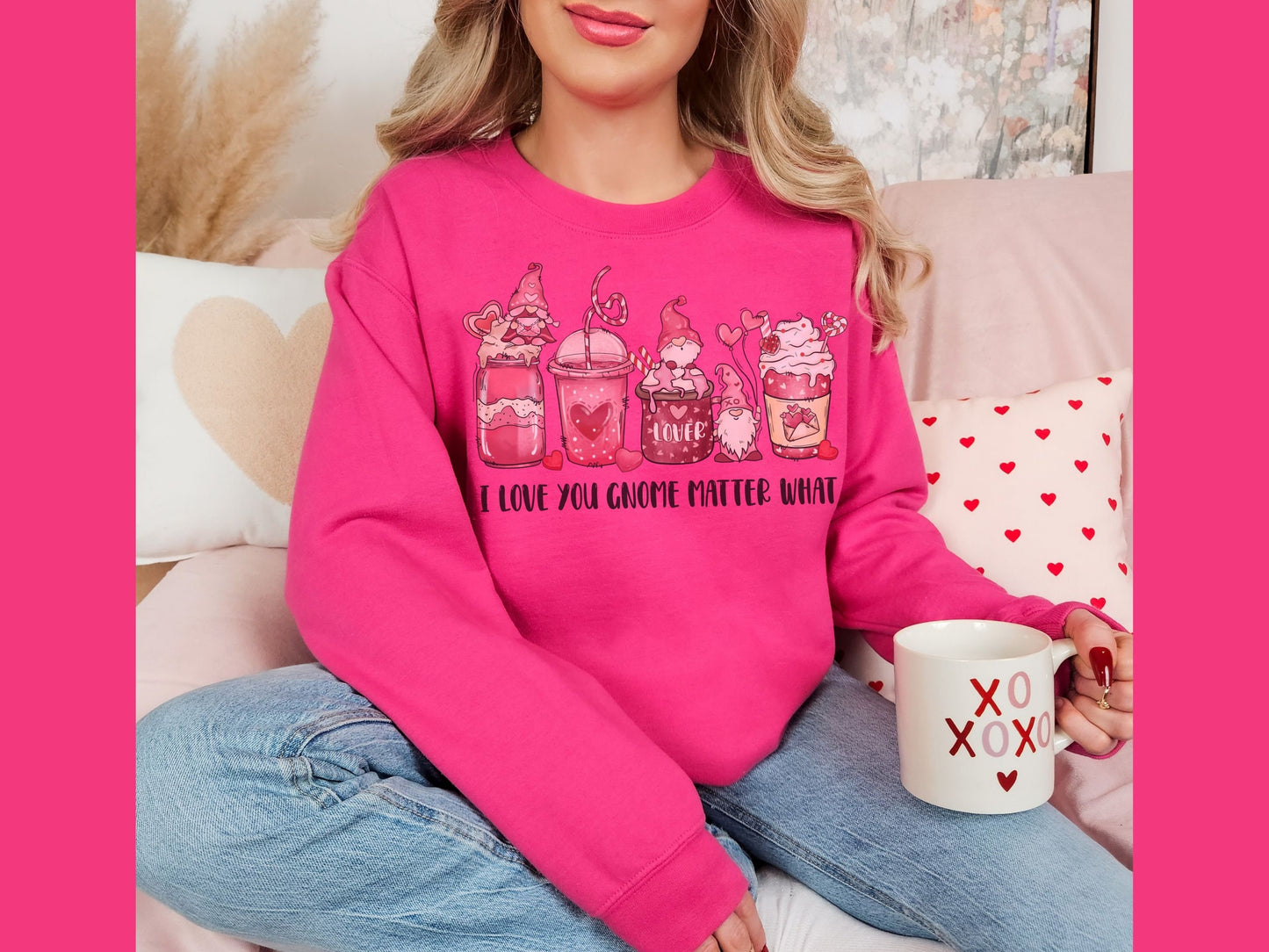 I Love You Gnome Matter What Sweatshirt Valentine Sweatshirt, Gnome Coffee, Cute Sweatshirt, Love Shirt, Vintage Sweater, Gift For Valentine