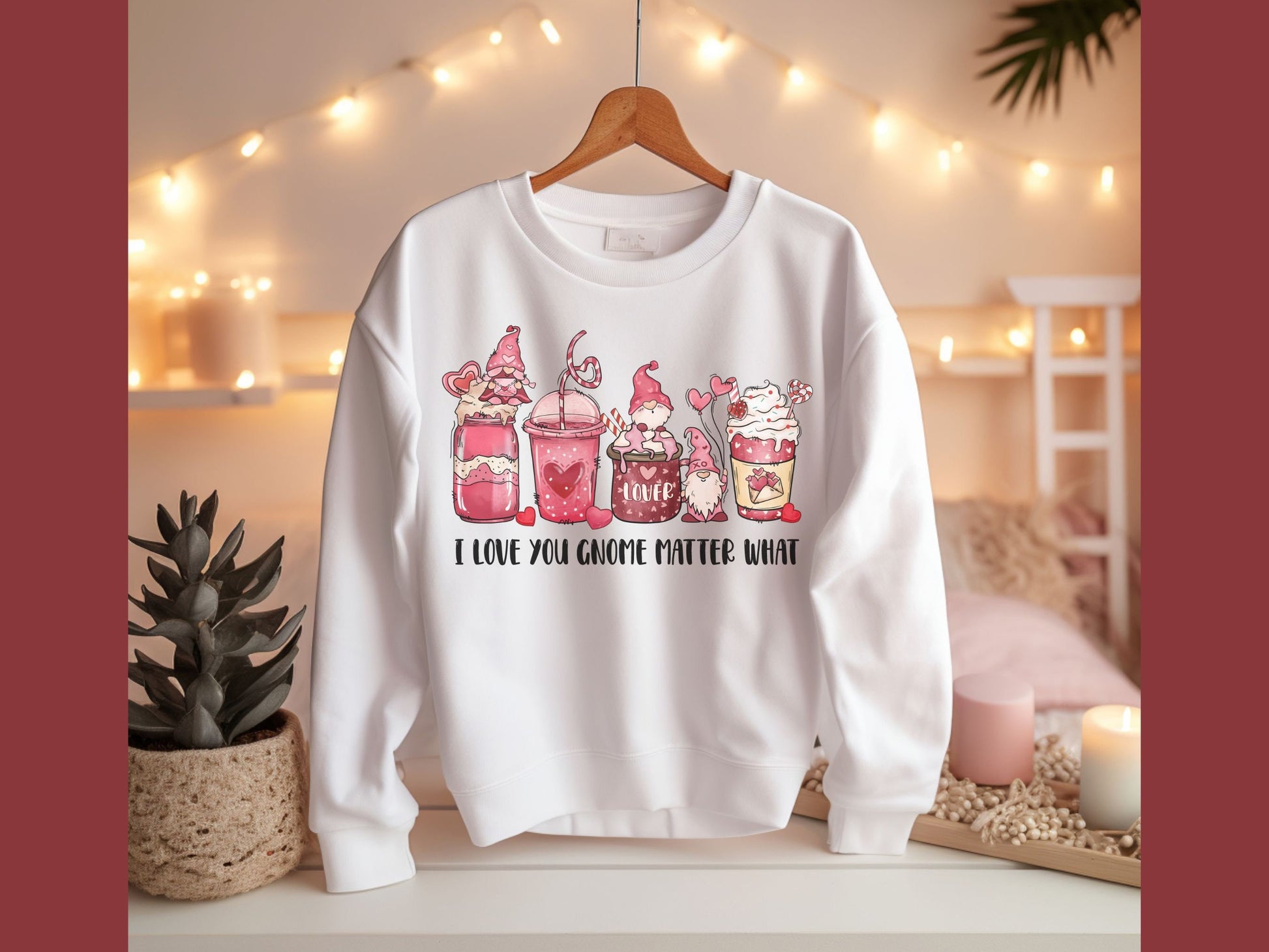 I Love You Gnome Matter What Sweatshirt Valentine Sweatshirt, Gnome Coffee, Cute Sweatshirt, Love Shirt, Vintage Sweater, Gift For Valentine