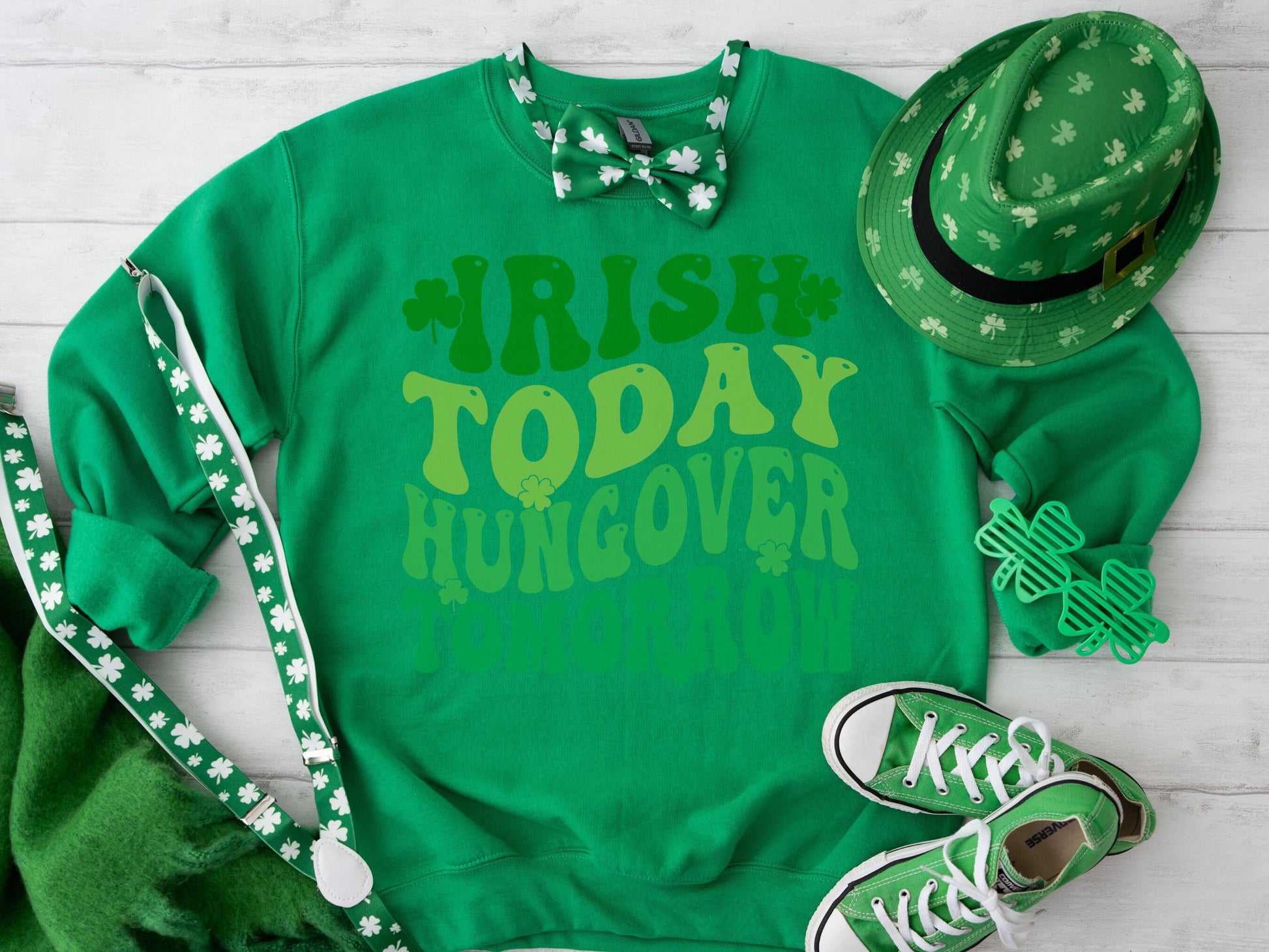 Irish Today Hungover Tomorrow Sweatshirt, Four Leaf Clover Sweatshirt, St Patrick Day Drinking Sweatshirt, Funny Irish Day Sweatshirt