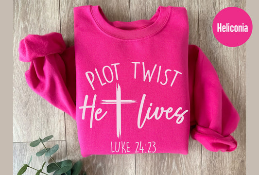 Plot Twist He Lives, Luke 24:23 Bible Verse, He is Risen, Christian Shirt, Easter Shirt, Holiday, Bible, Jesus, T-shirt, Religion Gift