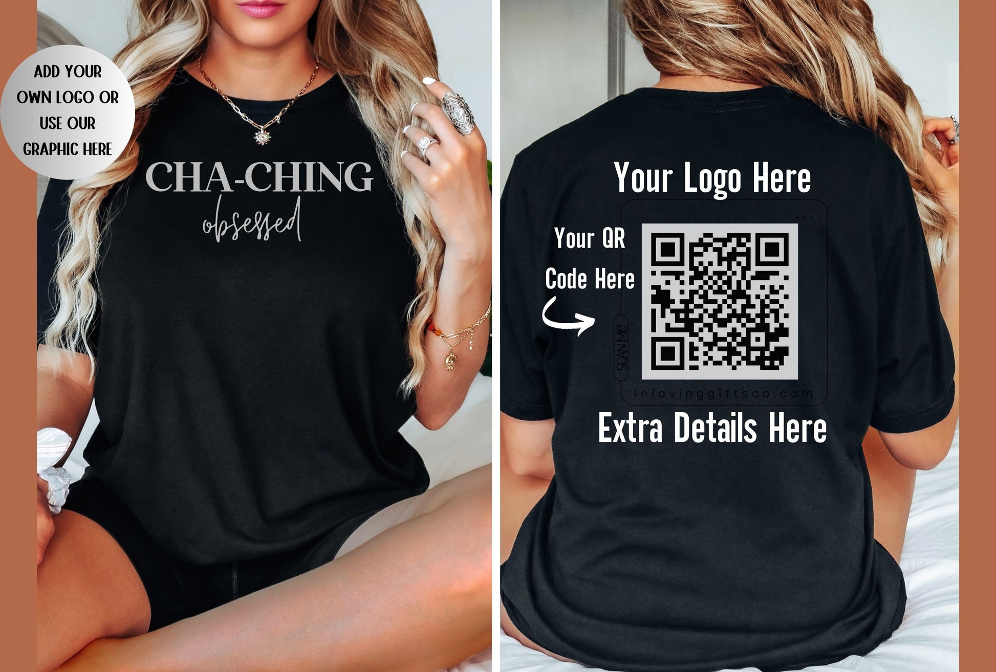 Custom Business Logo & QR Tshirt Personalized Logo Girl Boss Shirt, Entrepreneur Shirt Boss Lady Personalized QR Sweatshirt Branding Shirt