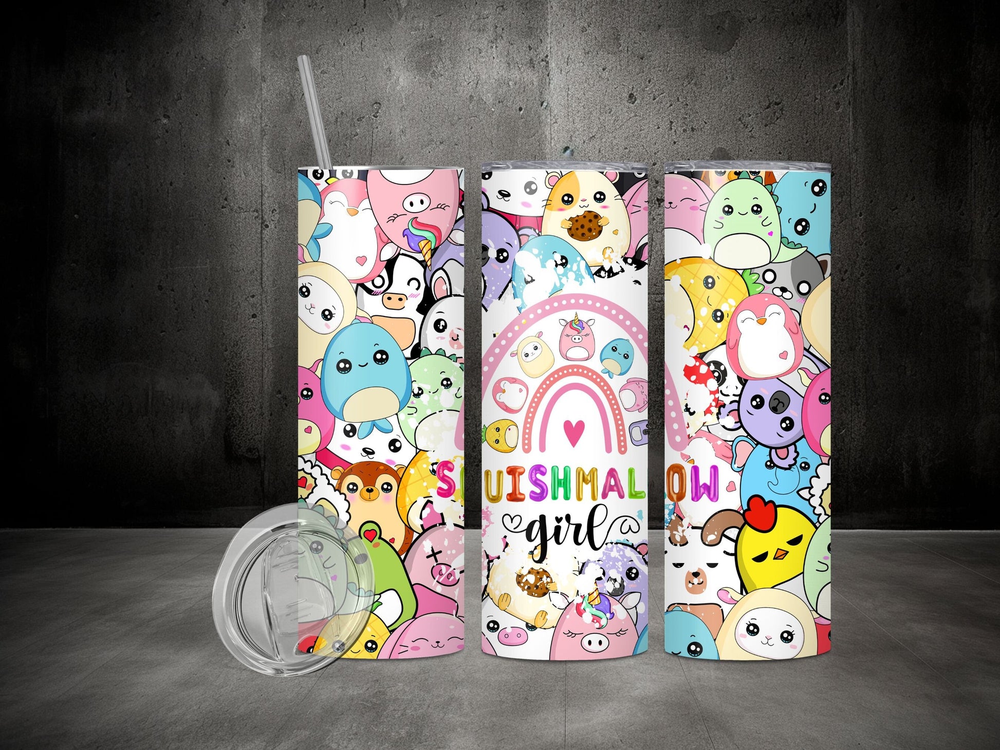 Squishy mallow Tumbler, 20 oz Tumbler, Squish Squad Tumbler, Cute Squishymallow Tumbler, Animal Lover Tumbler, Cute Animals Tumbler