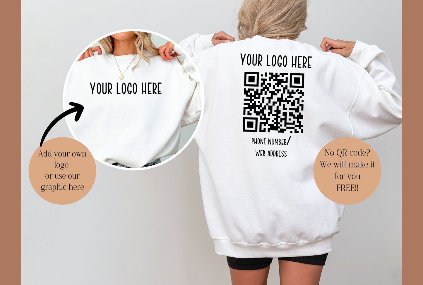 Custom Business Logo & QR Tshirt Personalized Logo Girl Boss Shirt, Entrepreneur Shirt Boss Lady Personalized QR Sweatshirt Branding Shirt