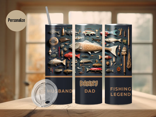 Personalized Fathers Day Gift, Fishing Gifts for Dad, Fishing Dad Tumbler, American Flag Fishing Tumbler, Hooked on Daddy Tumbler, Dad Gift