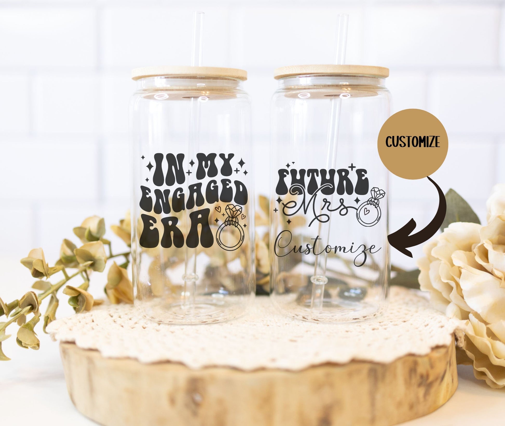 In My Engaged Era Iced Coffee Glass Cup - Future Mrs - Engagement Gift - New Bride Gift - Fiancee Gift - Bride to Be Tumbler - Gifts for Her