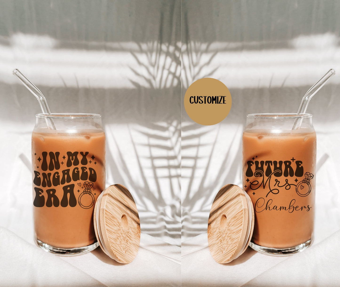 In My Engaged Era Iced Coffee Glass Cup - Future Mrs - Engagement Gift - New Bride Gift - Fiancee Gift - Bride to Be Tumbler - Gifts for Her