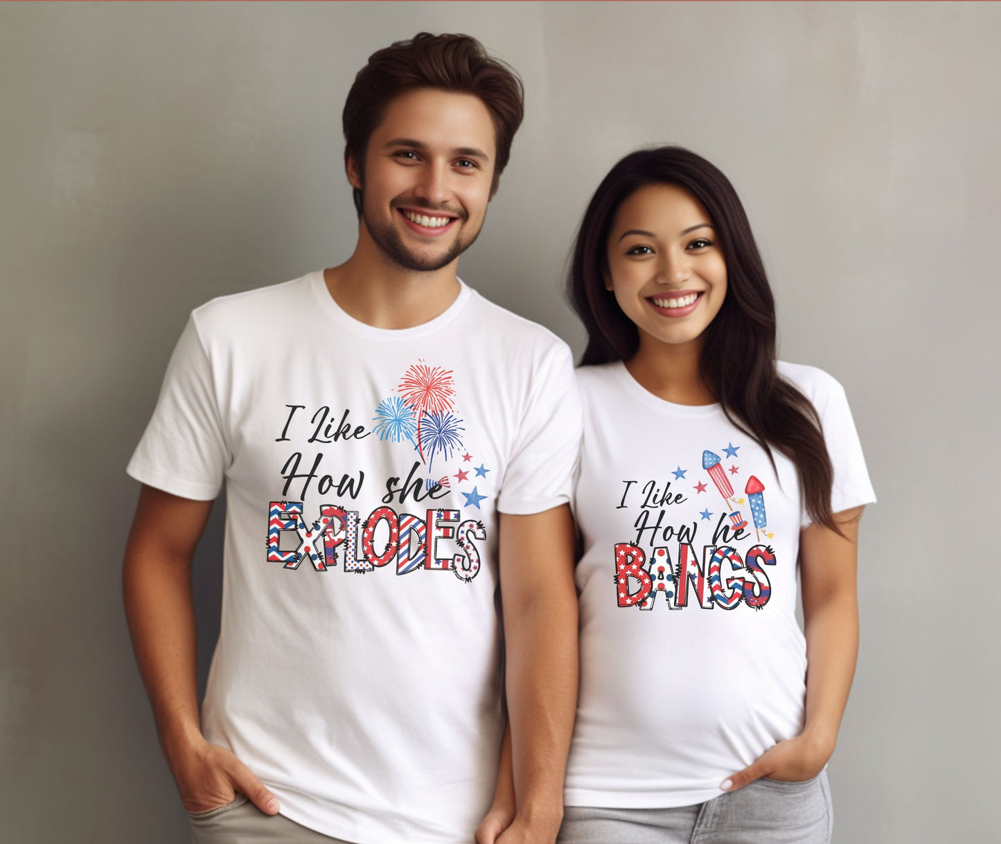 Couples 4th of July Shirts, Funny Fourth of July Couple Matching Tshirts, Hubby Wifey Matching His and Her Mr and Mrs American Flag Outfit