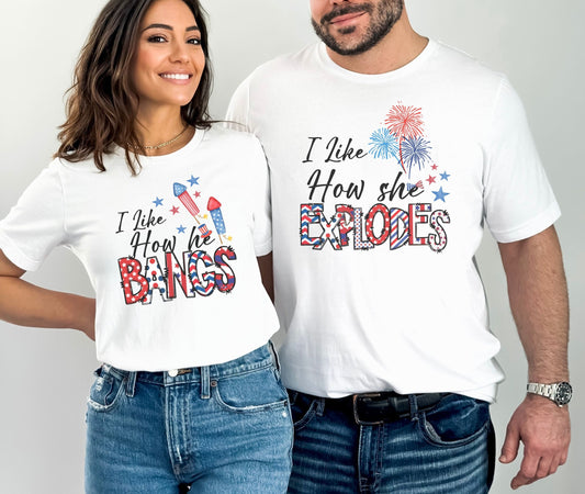 Couples 4th of July Shirts, Funny Fourth of July Couple Matching Tshirts, Hubby Wifey Matching His and Her Mr and Mrs American Flag Outfit