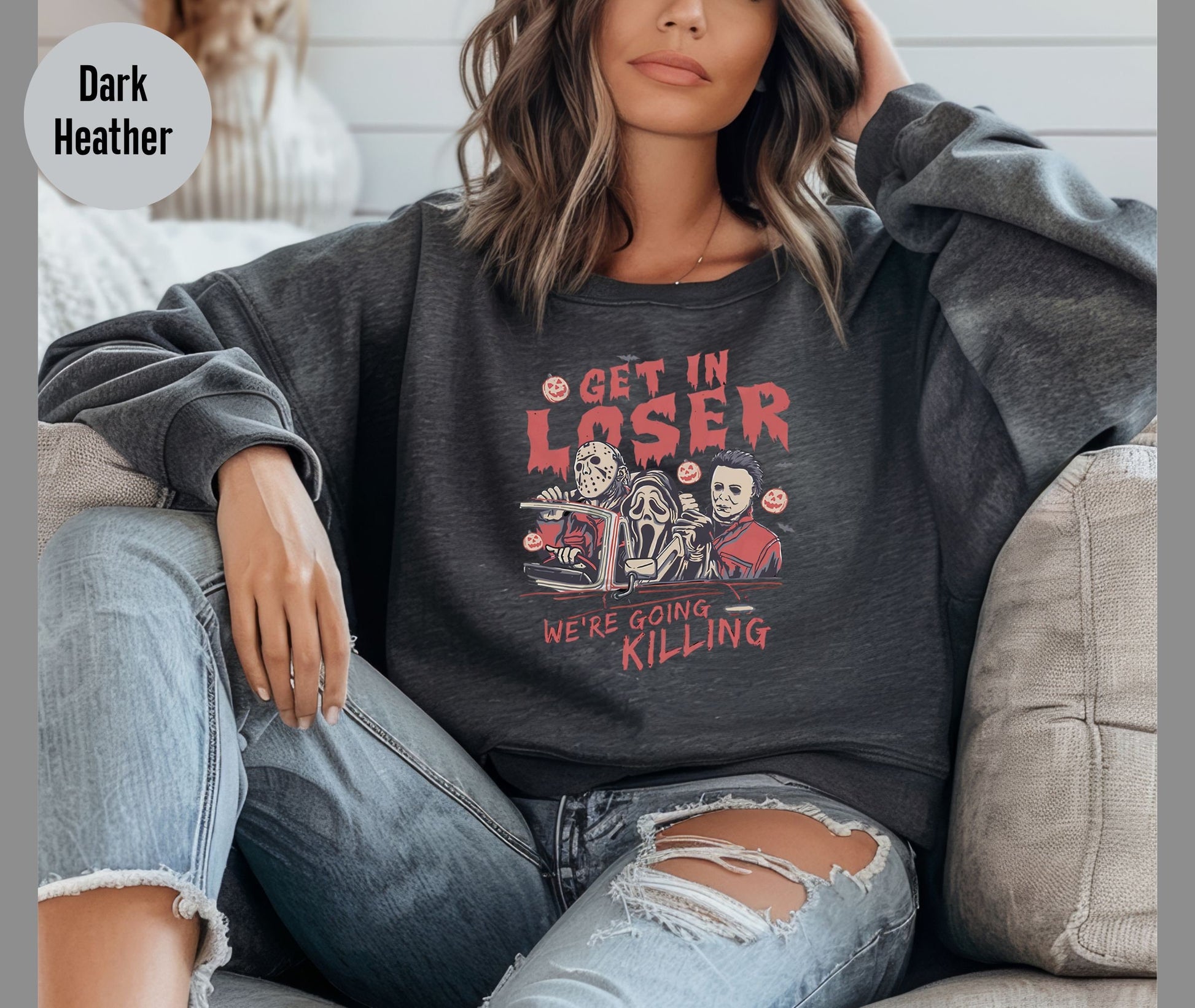 Get In Loser Halloween Shirt, Horror Get In Loser We’re Going Killing Shirt, Retro Horror Halloween T Shirt, Funny Fall Apparel, Scary Tee