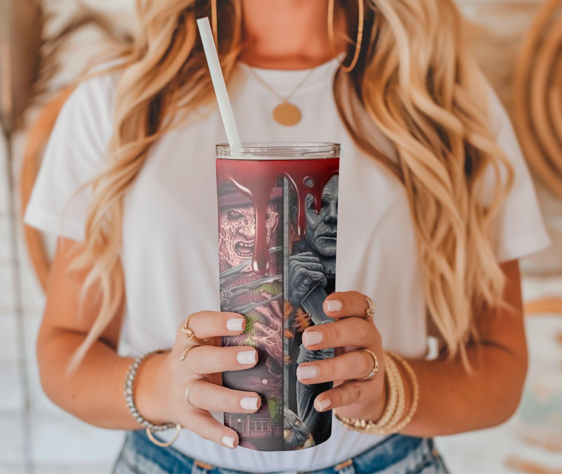 Personalized scary tumbler, horror tumbler, Halloween tumbler, movie tumbler, coffee tumbler, gift tumbler, killer tumbler, Tumbler