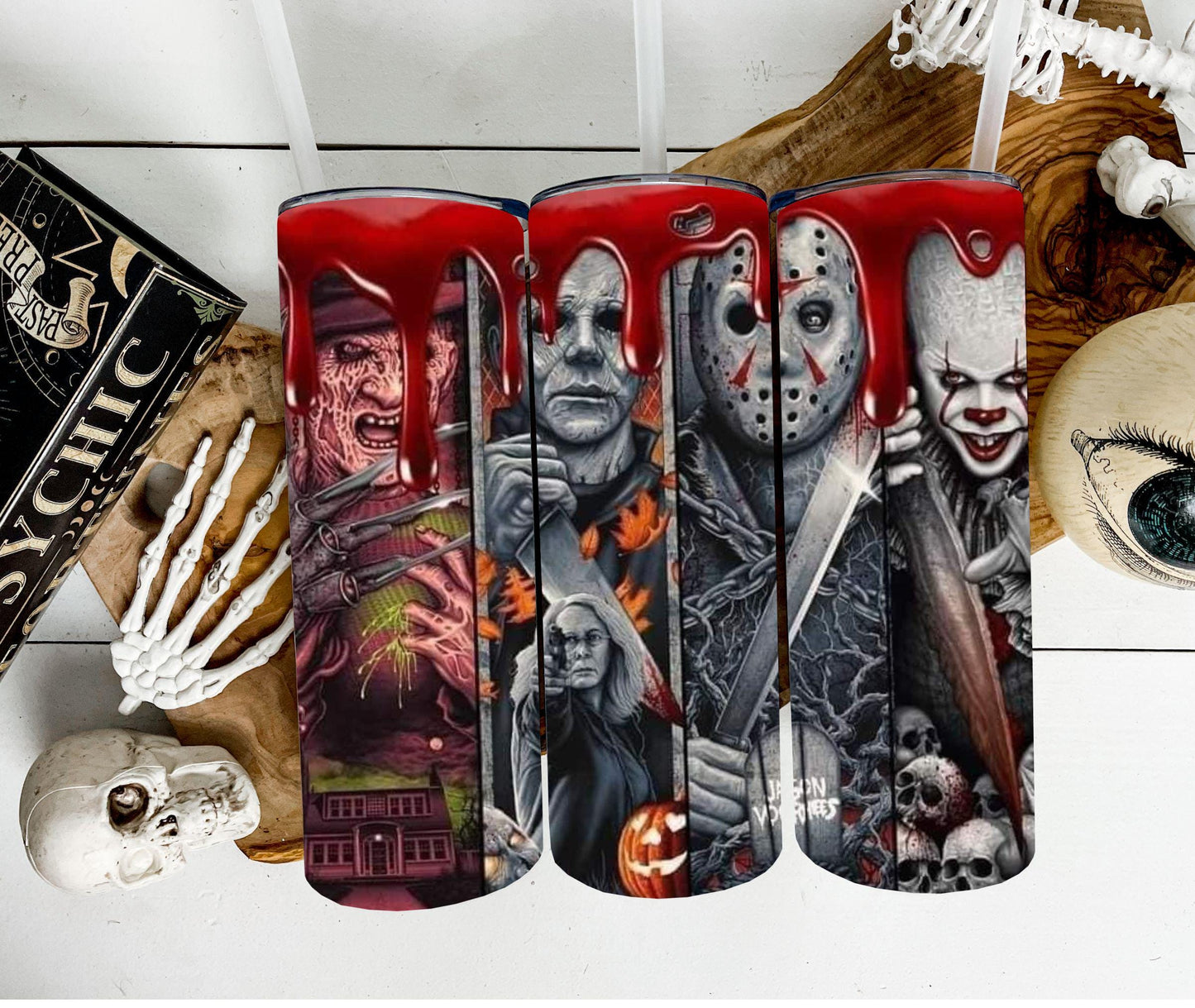 Personalized scary tumbler, horror tumbler, Halloween tumbler, movie tumbler, coffee tumbler, gift tumbler, killer tumbler, Tumbler