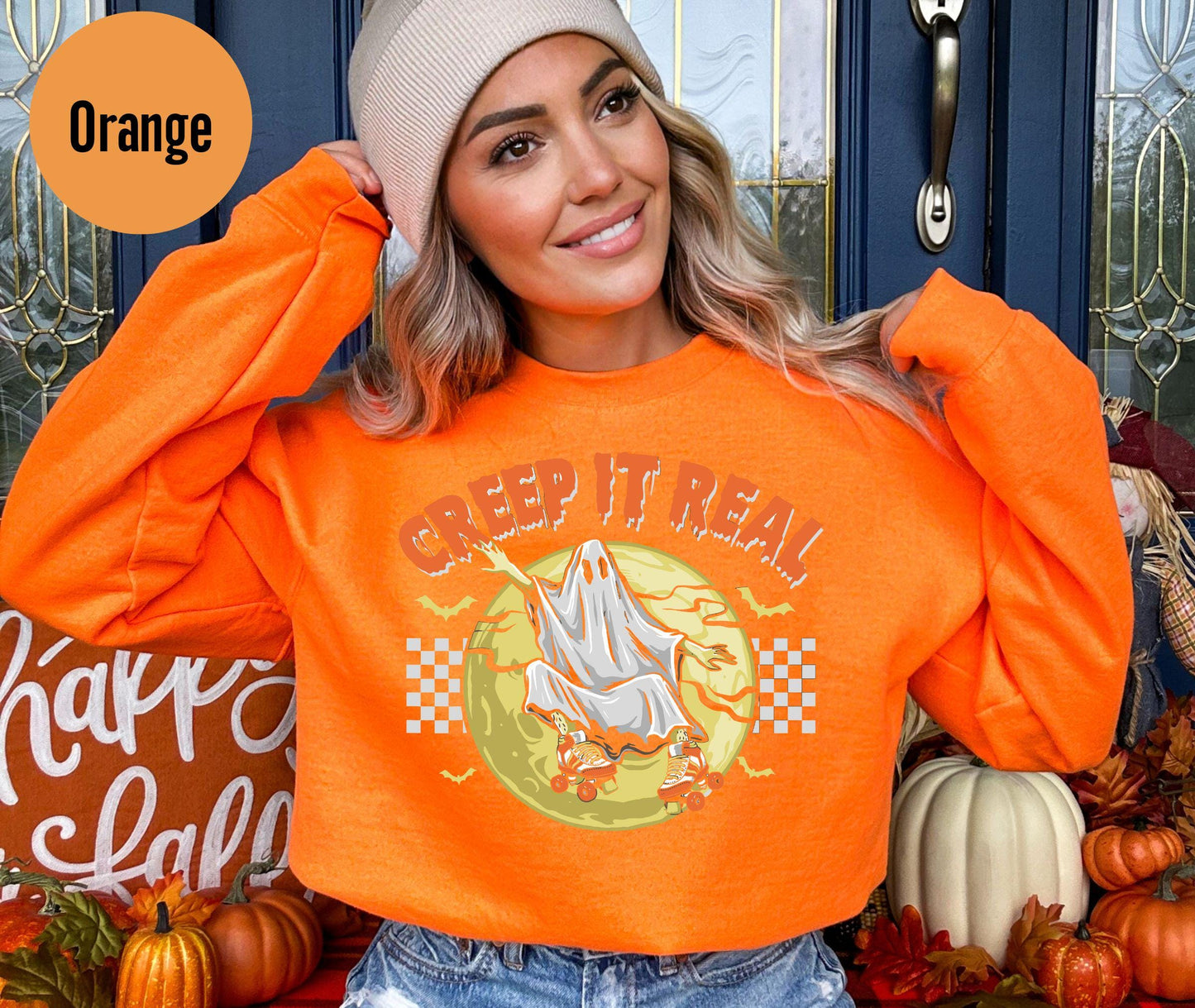 Creep It Real Halloween Shirt, Cute Skater Ghost Shirt, Funny Halloween T-shirt, Cute Fall Shirt, Spooky Season Shirt, Halloween Party Tee