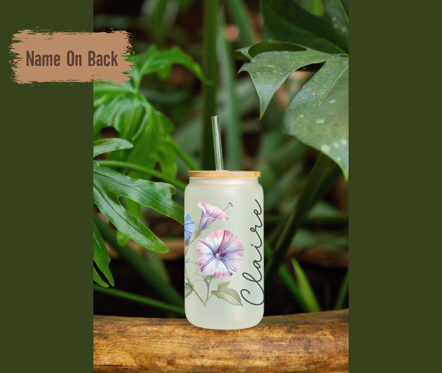 Personalized Birth Flower Tumbler, Gifts for Her, Mother's Day Gift, Bridesmaid Proposal Gift, Graduation Gift, Custom Glass Coffee Cup