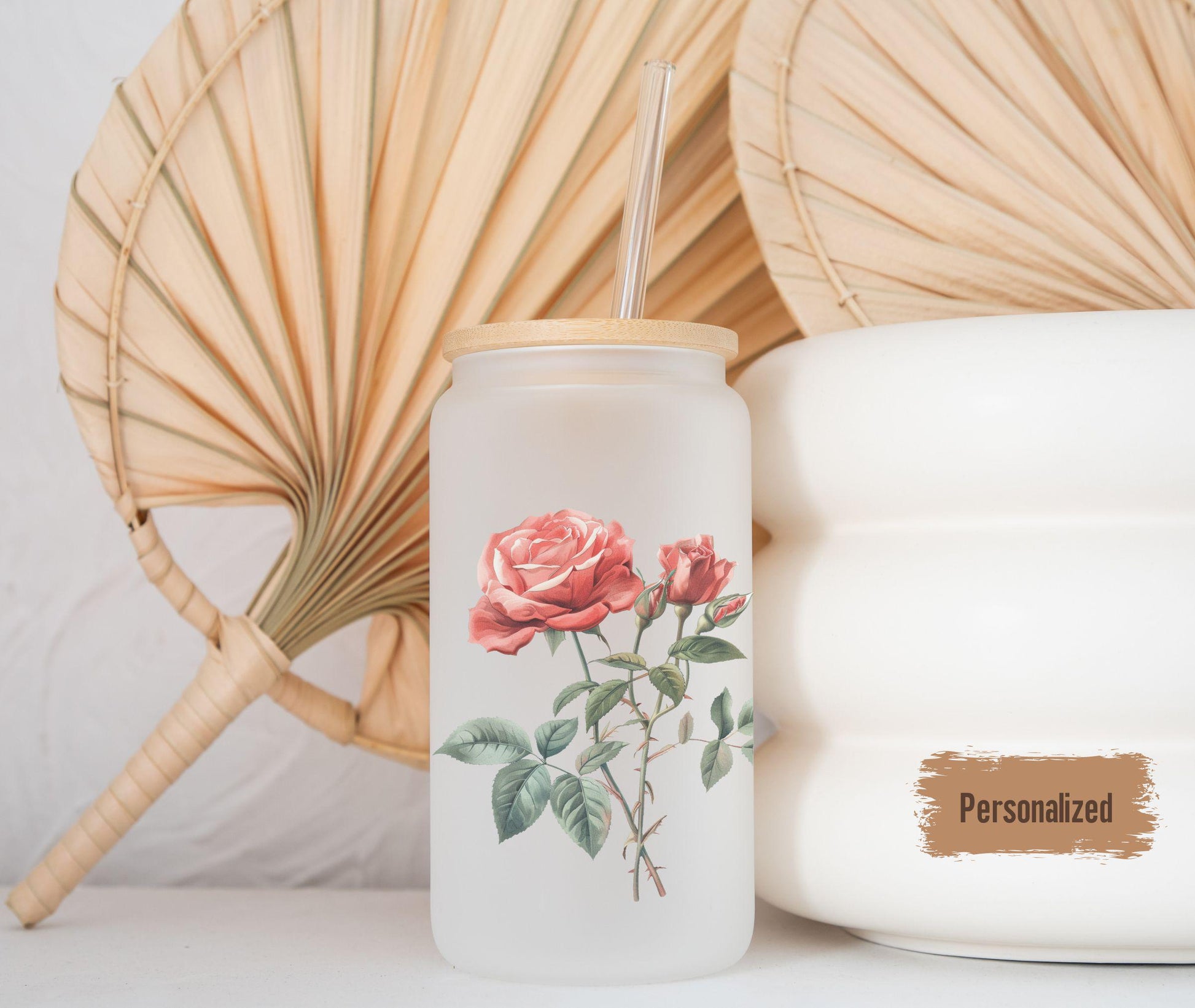 Personalized Birth Flower Tumbler, Gifts for Her, Mother's Day Gift, Bridesmaid Proposal Gift, Graduation Gift, Custom Glass Coffee Cup