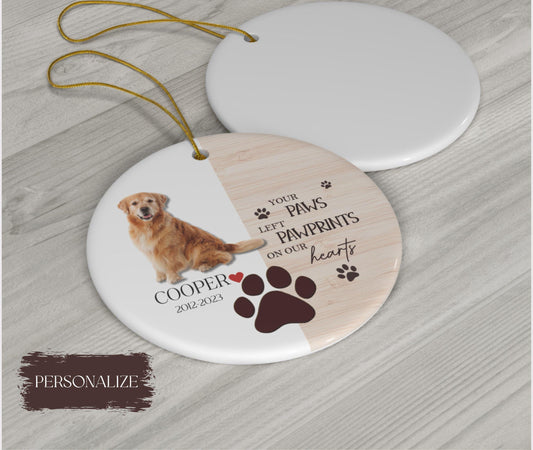 Dog Memorial Ornament, Custom Dog Photo Ornament, Pet Memorial Gifts, Dog Christmas Ornaments, Dog Loss Keepsake, Forever Loved Ornament