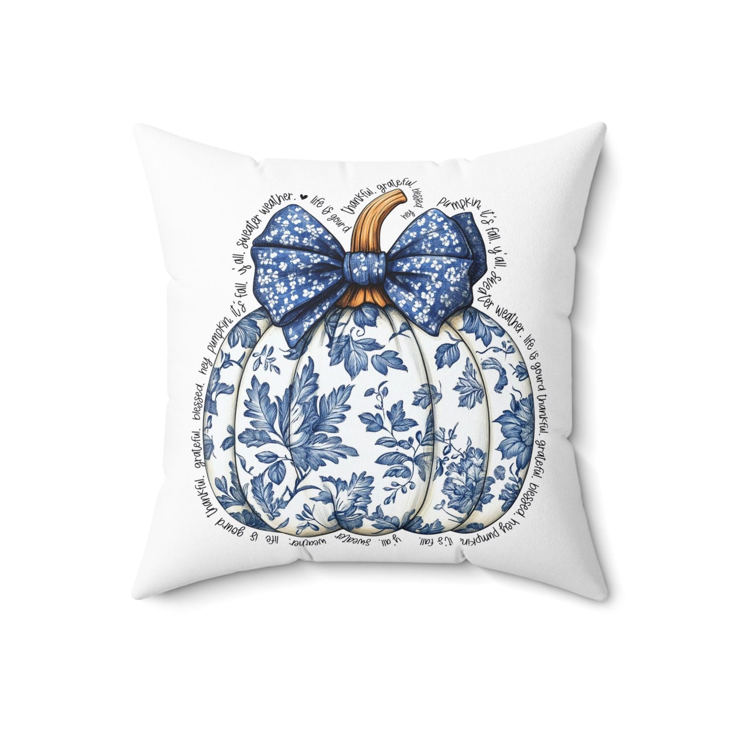 Blue Pumpkin And Fall Pumpkin Accent Pillow Cover, Blue Pumpkin Watercolor Fall Décor Pillow, Autumn Thanksgiving Christmas Pillow