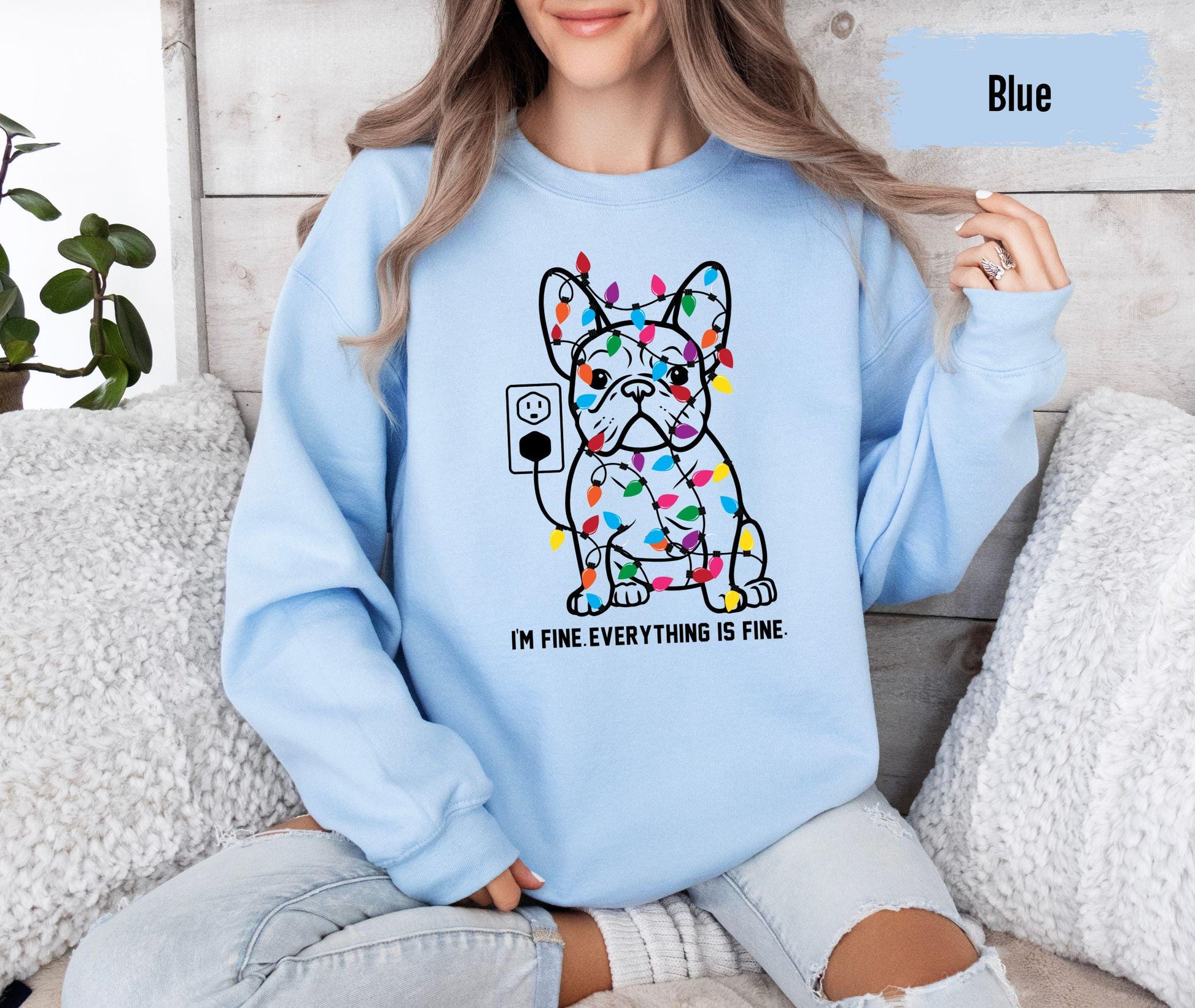 French Bulldog Christmas Dog Mom Sweatshirts, Holiday Xmas Party Dog Graphic Tees for Dog Owner, Christmas Frenchie Gifts for Dog Dad