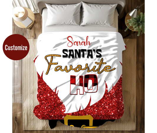 Personalized Santa's Ho Christmas , Custom Name Blanket, Christmas Gift, Holiday Blanket, Stocking Stuffer, Christmas Decor, Blanket Gift