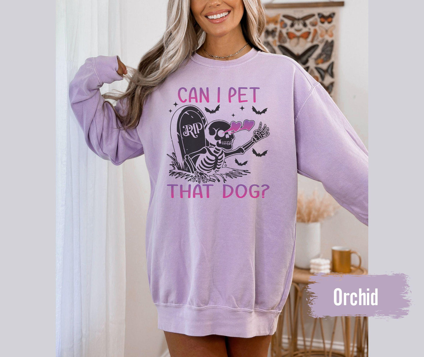 Comfort Colors® Can I Pet That Dog Boop Dog Shirt, Dog Mom Shirt, Dog Skeleton,Skeleton Grave Shirt,Funny Dog Shirt,Dog Halloween Shirt