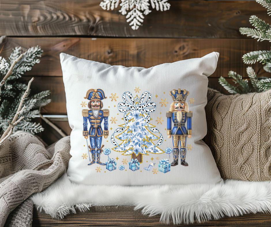 Watercolor Nutcracker Pillow, Blue Christmas Pillow, Christmas Throw Pillow, Holiday Pillow, Christmas Pillow, Nutcracker Soldiers decor