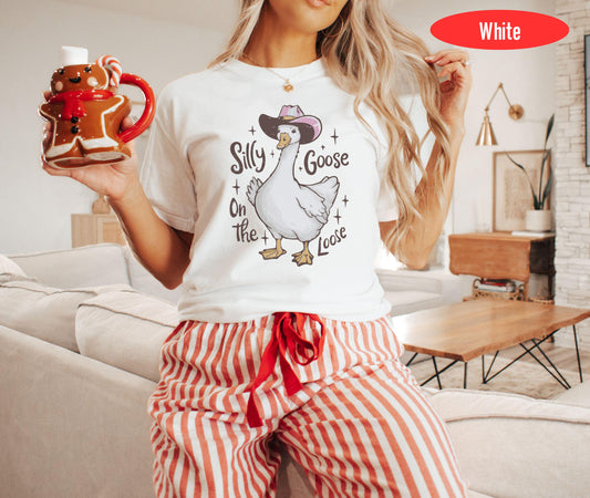 Retro Comfort Silly Goose Shirt, Silly Goose On The Loose, Funny Cowgirl Shirt, Funny Western Tee, Funny Graphic Tee, 90s Aesthetic Shirt