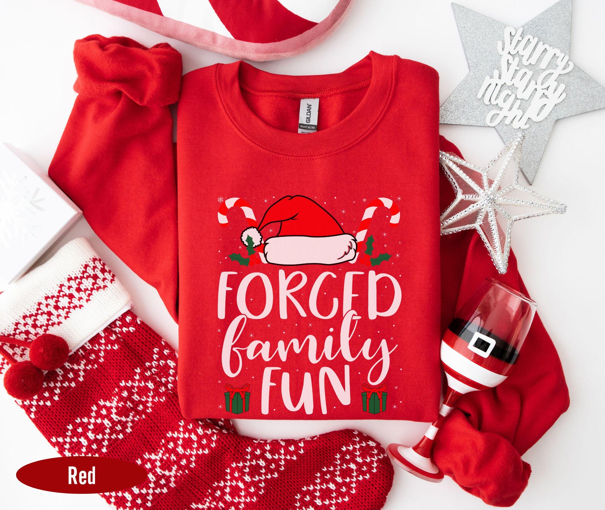 Forced Group Family Fun Shirt, Sarcastic Christmas Shirt, Xmas Party Tee, Santa Hat Shirt, Family Reunion Shirt, Christmas Family Tee