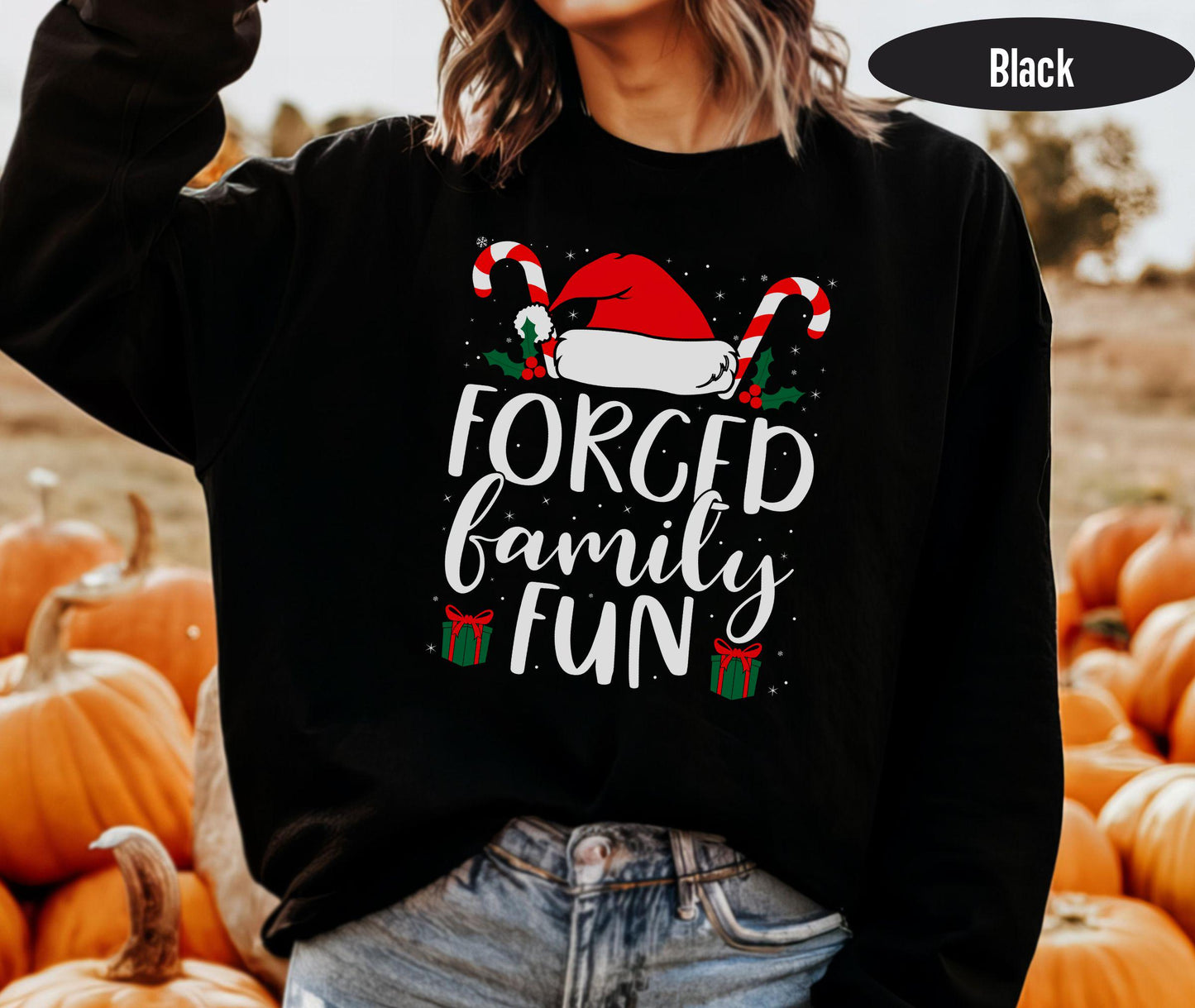 Forced Group Family Fun Shirt, Sarcastic Christmas Shirt, Xmas Party Tee, Santa Hat Shirt, Family Reunion Shirt, Christmas Family Tee