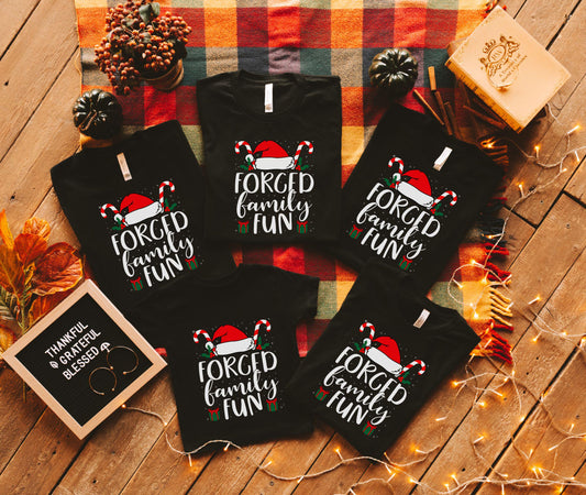 Forced Group Family Fun Shirt, Sarcastic Christmas Shirt, Xmas Party Tee, Santa Hat Shirt, Family Reunion Shirt, Christmas Family Tee