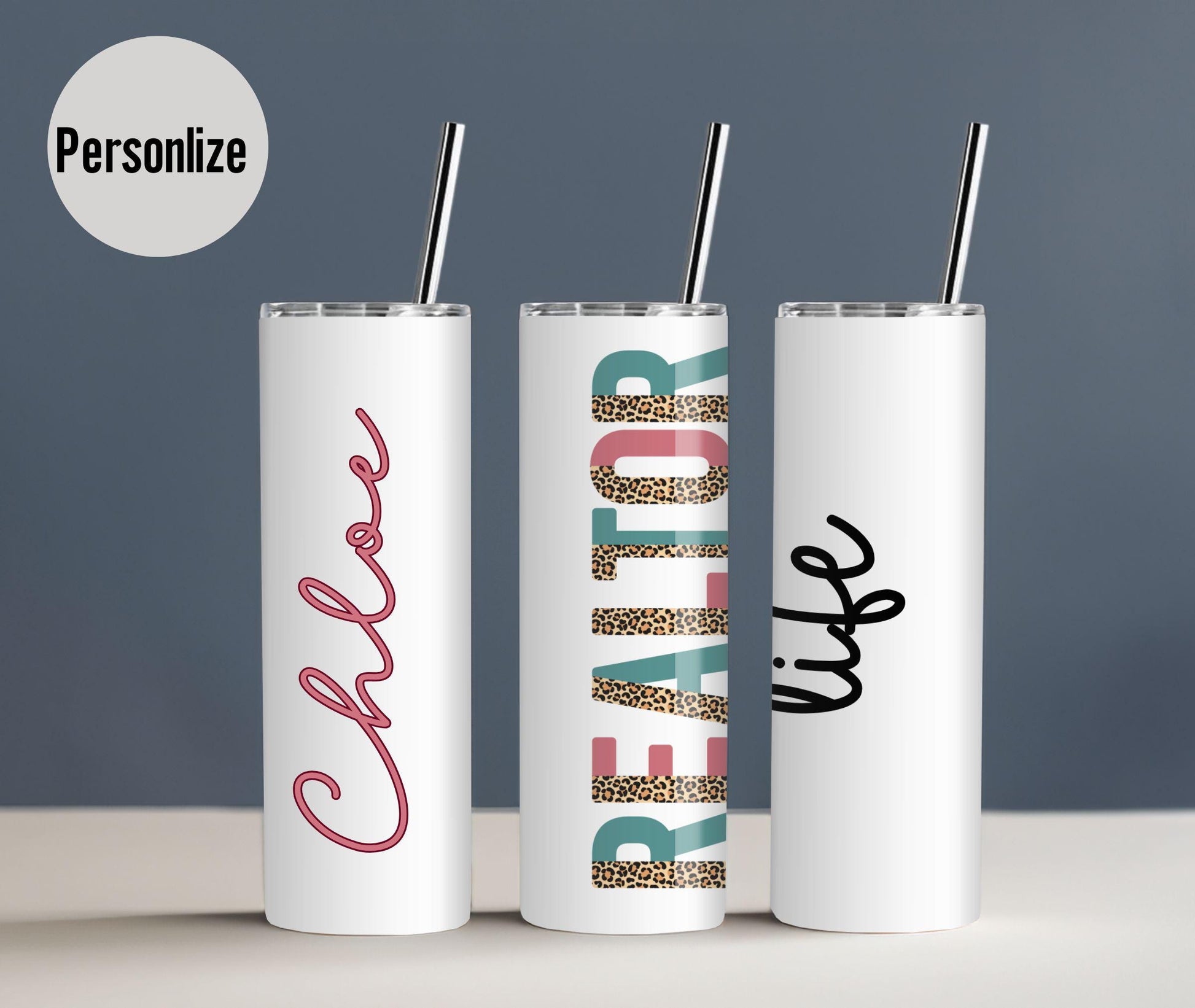 Custom Realtor Tumbler , Personalized realtor tumbler , gift for realtor, real estate agent tumbler , realtor cup, Cheetah tumbler