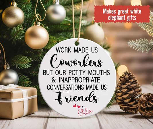 Personalized Coworker Ornament, Custom Christmas Ornament for Coworker Best Friend A Job Made Us Coworkers Gift for Work Bestie Friends Gift