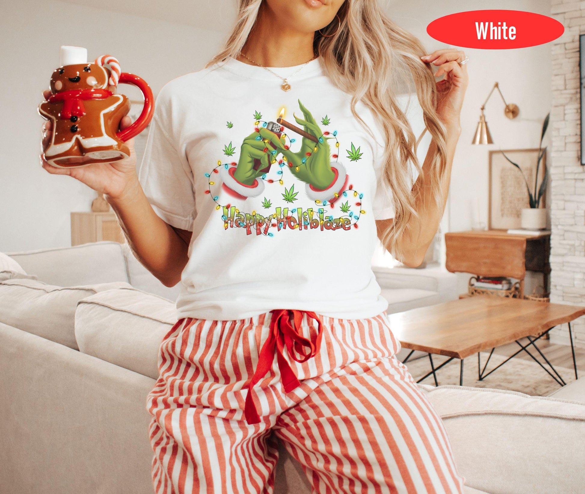 Happy Holiblaze Shirt, Funny Weed Christmas Shirts, Holiday Humor, Cannabis, Marijuana Sweatshirts, Gift Idea, Unisex