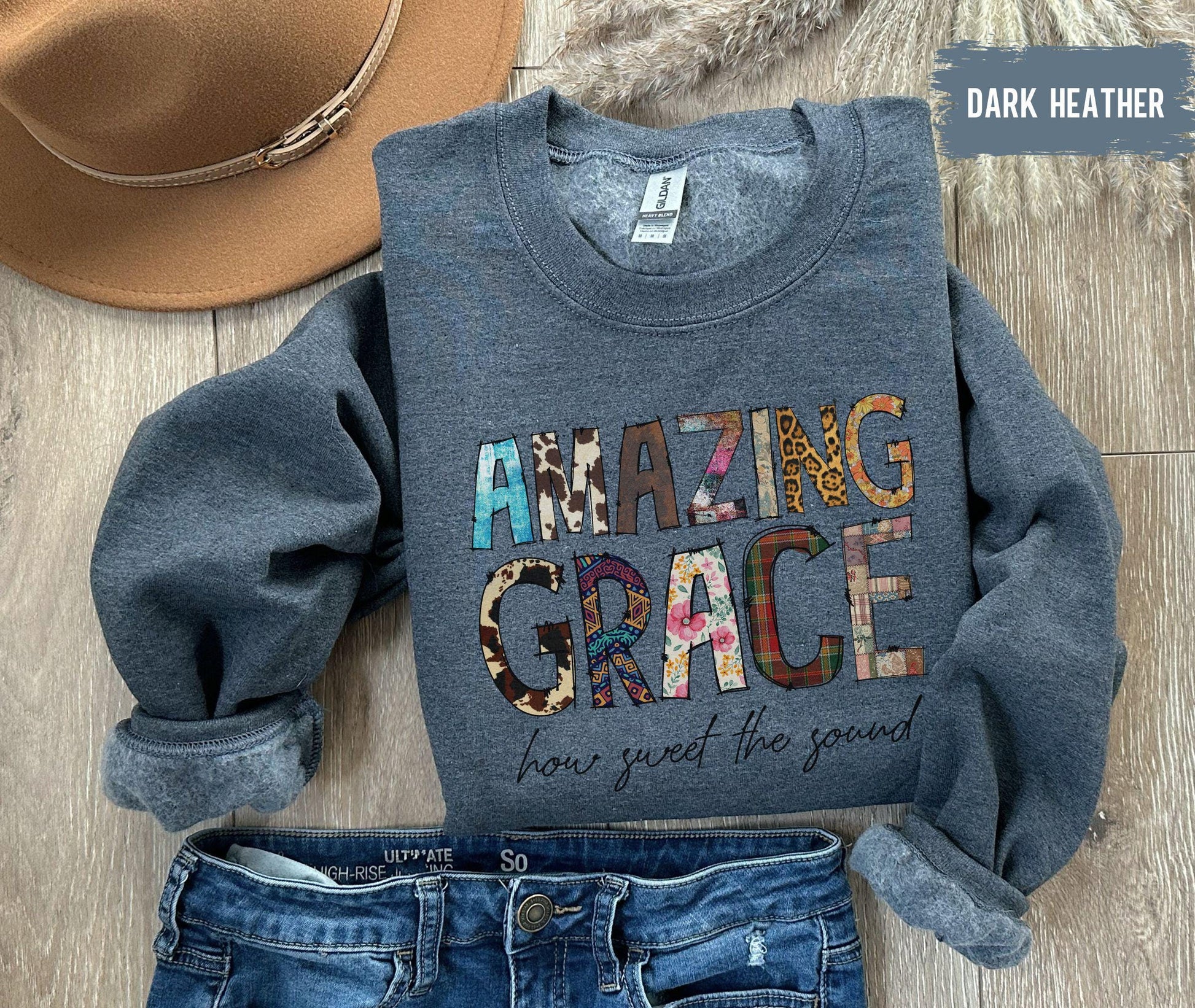 Amazing Grace Christian Sweatshirt, Faith Based Religious Sweatshirt, Faith Cross Sweatshirt, Grateful Sweatshirt, Jesus Christ Sweatshirt