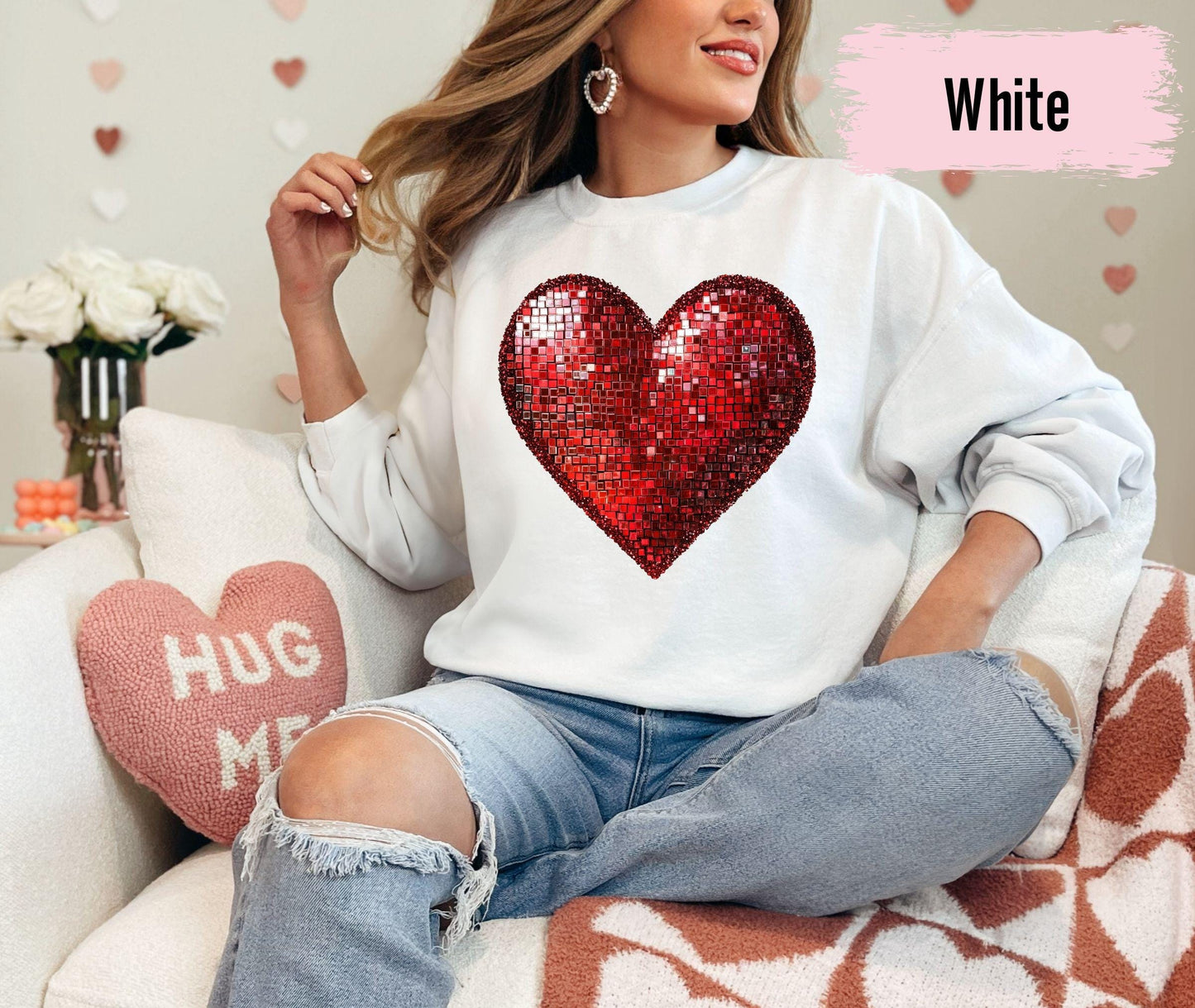 Valentine 3D Heart Sweatshirt, Cute Valentine Sweatshirts, Valentine Sweatshirts, Vintage Valentine Sweatshirt, Valentine Pullover