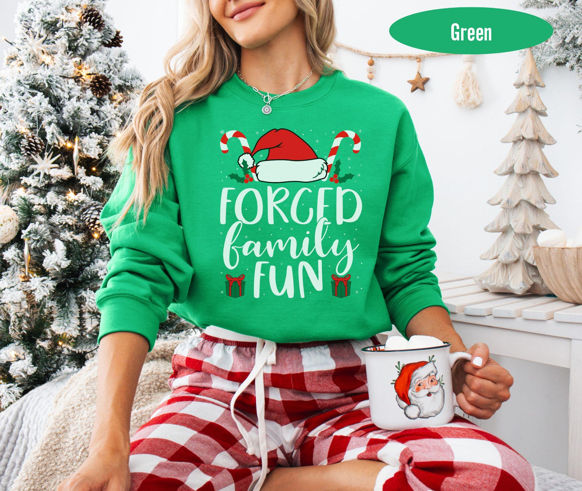 Forced Group Family Fun Shirt, Sarcastic Christmas Shirt, Xmas Party Tee, Santa Hat Shirt, Family Reunion Shirt, Christmas Family Tee