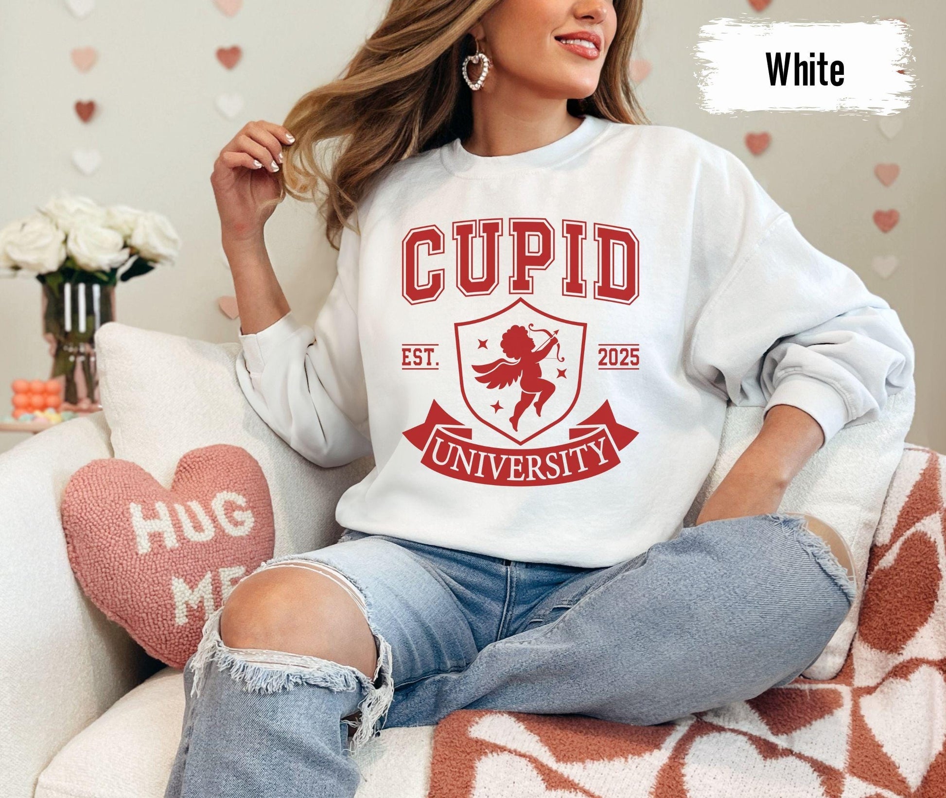 Cupid University Sweatshirt, Cute Valentine's Day Shirt, Funny College Sweatshirt, Love Crewneck Sweatshirt, Cupid Sweater