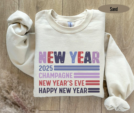 New Years Eve Sweatshirt Hello 2025 Happy New Years Shirt Happy New Year Festive Party Shirts For Women Cute Crewneck