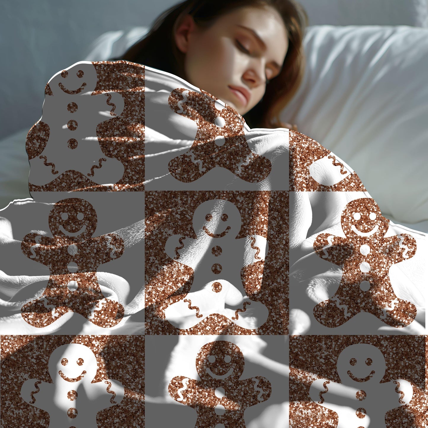 Gingerbread Man Cookies Blanket Boho Christmas Home Decor Neutral Gingerbread Holiday Hot Cocoa Decor Christmas Gift Ideas for Family Friend